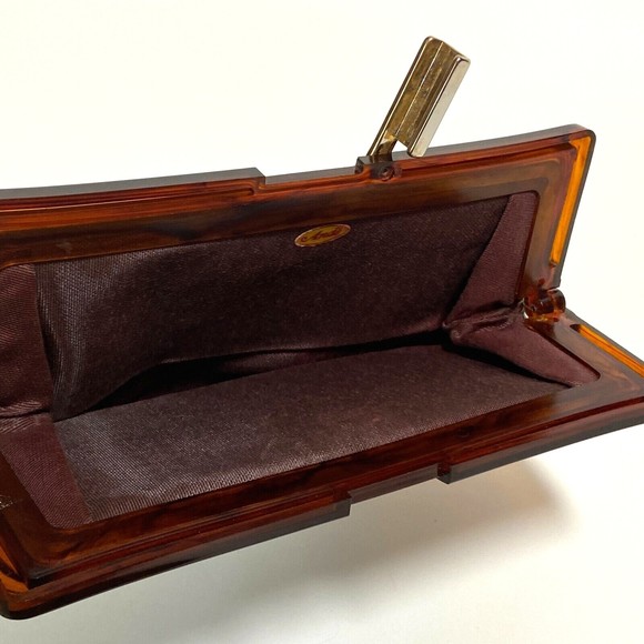 Vintage Ande Brown Snake Reptile Leather Clutch Purse - Picture 6 of 7